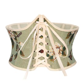 XquiziFit Renaissance Corset Belt for Women Wide Waist Belt Lace-up Floral Corset Green 12 * 77