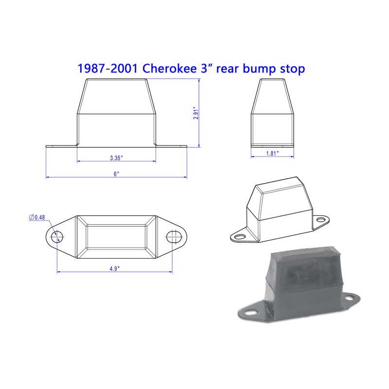 3 Inches Rear Suspension Bump Stops, Leaf Spring Jounce Bumpers