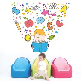 StickMe Baby Kids Learning Education Nursery Pre School Kinder Garden PVC Vinyl Reading Book Wall Sticker (Multicolour, 100 x 100 cm)