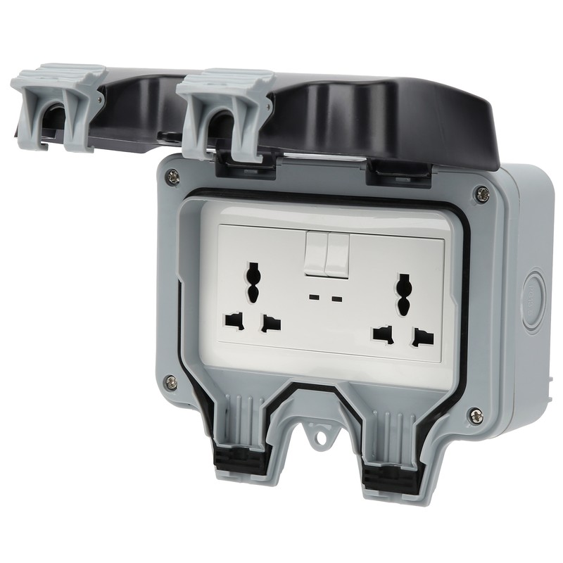Outdoor Wall Power Socket with 2 3-Hole Socket 2 Switch