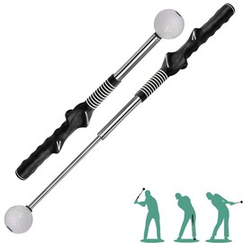 Arttodo Telescopic club, Retractable Golf Swing Training Aid, Click Sound Stick Trainer,  Golf Warm Up, Grip, Strength, Tempo Training Aids, Golf Gift:_Black-Right Handed