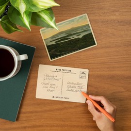Lake Winnipesaukee, New Hampshire, Mt. Major View of Rattlesnake Island, Vintage Halftone (4x6 Birch Wood Postcards, 2-Pack Stationary, Rustic Home Wall Decor)