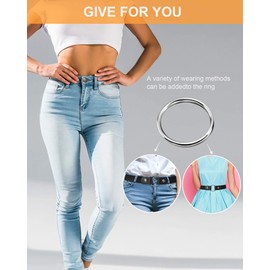 YUNDUOJIA Buckle Free Belt for Women Men, Black Elastic Waist Adjustable Stretchy Invisible Buckleless Belt for Jeans Pants Shorts