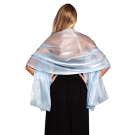 NiceYnn Chiffon Organza Scarf Evening Dresses Women Plus Size 170 x 72 cm Sheer Smooth Silky Scarf Wedding Formal Party Light Blue One Size, lightblue