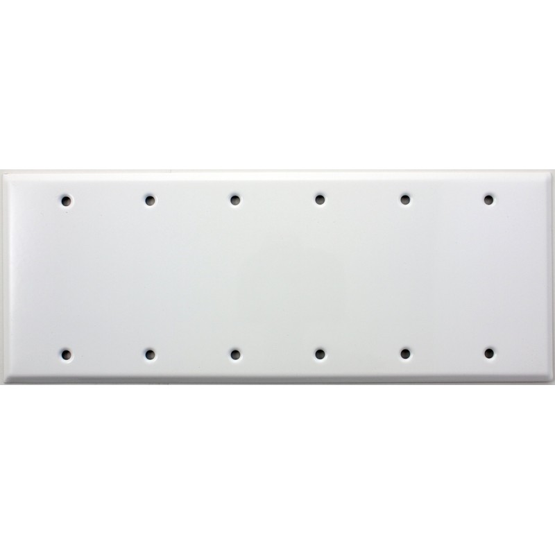 Stamped Steel Smooth White 6 Gang Blank Switch Plate