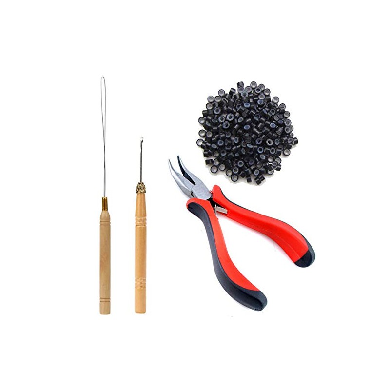 TIHOOD Hair Extension Kit Pliers Pulling Hook Bead Device Tool