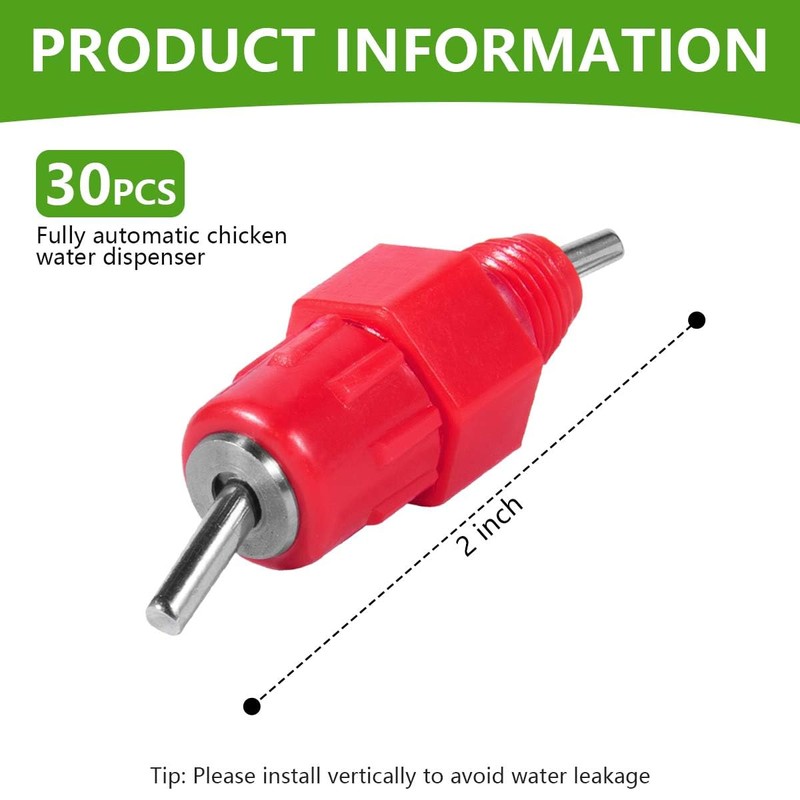 KISEER 30 Pack Automatic Chicken Waterer Poultry Water Nipple Drinker