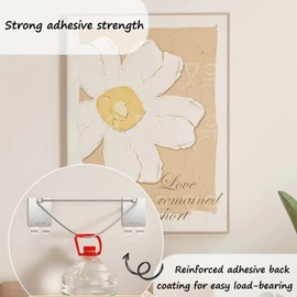 Metal Picture Hangers, Damage Free Hanging Frame Hangers, Sawtooth Adhesive Picture Wall Hangers Without Nails, No Tools Wall Hooks for Hanging, 4 Picture Hangers and 8 Strips