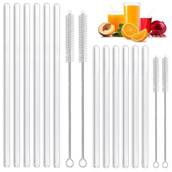 Annvchi glass straws reusable – transparent wide glass straws –