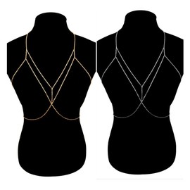 EOYVAIL Body Chains, Body Chain Bra Chain, Glitter Bra Chain, Disco Bikini Accessories for Women and Girls (Gold)