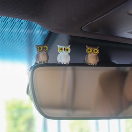 Refintural Cute Car Accessories - 6 Pcs Resin Mini Owls for Car Decor, Dashboard Decorations, and Desk Decorations - Cute Car Ornament Gifts and Interior Decors