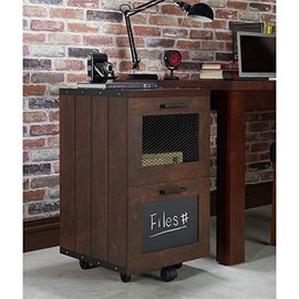Furniture of America Brynn Industrial Wood Filing Cabinet in Vintage Walnut