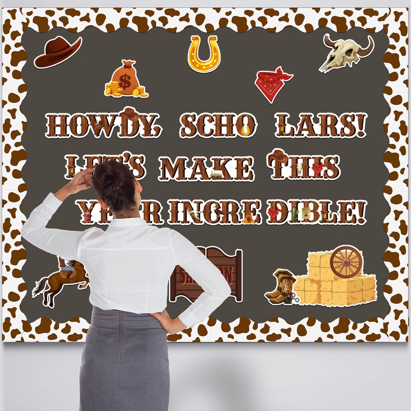 Mooliwe Western Cowboy Bulletin Board Decorations Set, Wild West Classroom