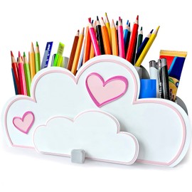 KAJAWIS Colouring Pencil Organiser Desk Organiser for Children ECO Pen Holder Cloud (Powder_heart)