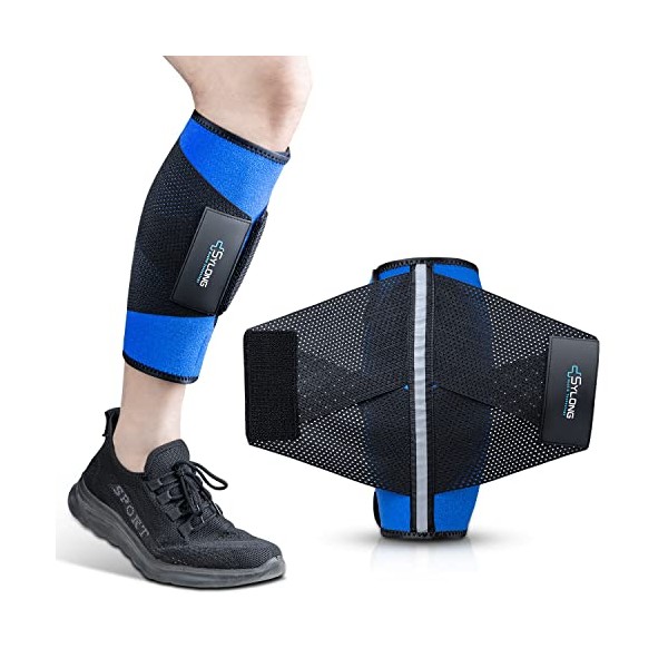 Calf Brace,Adjustable Compression Calf & Shin Splint Support Wrap,Lower Leg Sleeves for Men & Women,with Stretch Strap for Increased Pressure,Reduce Muscle Swelling, Varicose Veins, Pain Relief -S/M