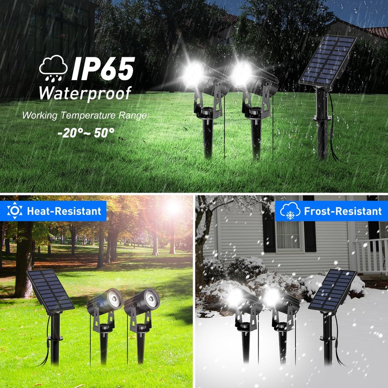 T-SUN Solar Spotlights Outdoor Waterproof, 2-in-1 Solar Landscape Spotlights Solar