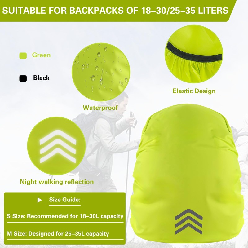 MOSTFUN 2 Pack Waterproof and Reflective Backpack Cover, High Visibility