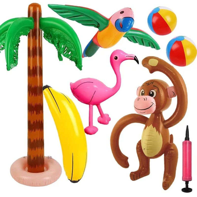 Pack of 8 Inflatable Palm Trees Coconut Tree Set, Hawaii