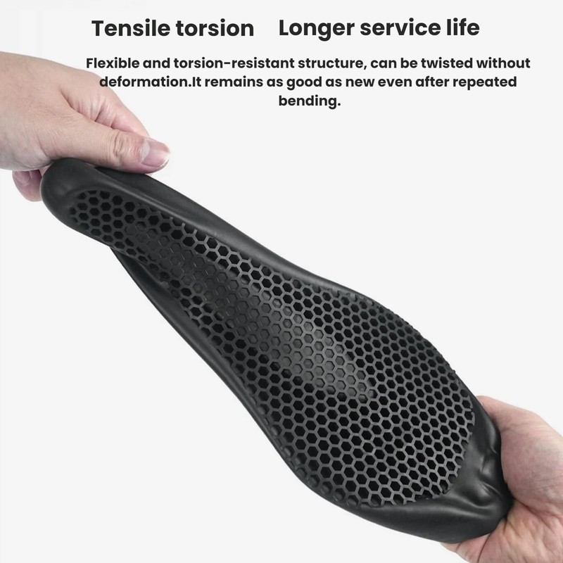SUKOUSRAM Silicone Bike Seat Cover with Honeycomb Structure (Black, Large)