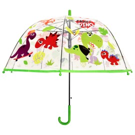 Children's Cartoon Bubble Umbrella, Bell Umbrellas, Travel Umbrella, Crook Handle Stick Dome Umbrella for 3-7 Years Girls and Boys, Crazy Dino