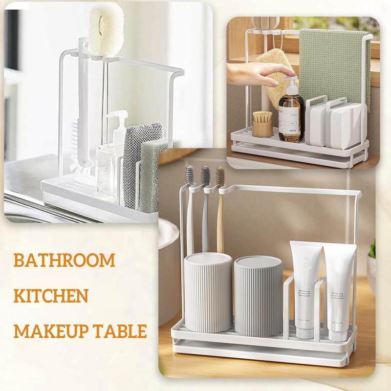 Beciway Stainless Steel Sink Caddy with High Brush Holder, Rustproof