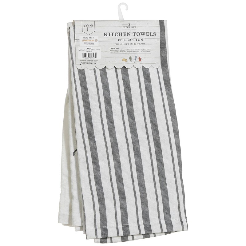 Core Kitchen 2 Pk Cotton Wine Workout Dish Towel Set