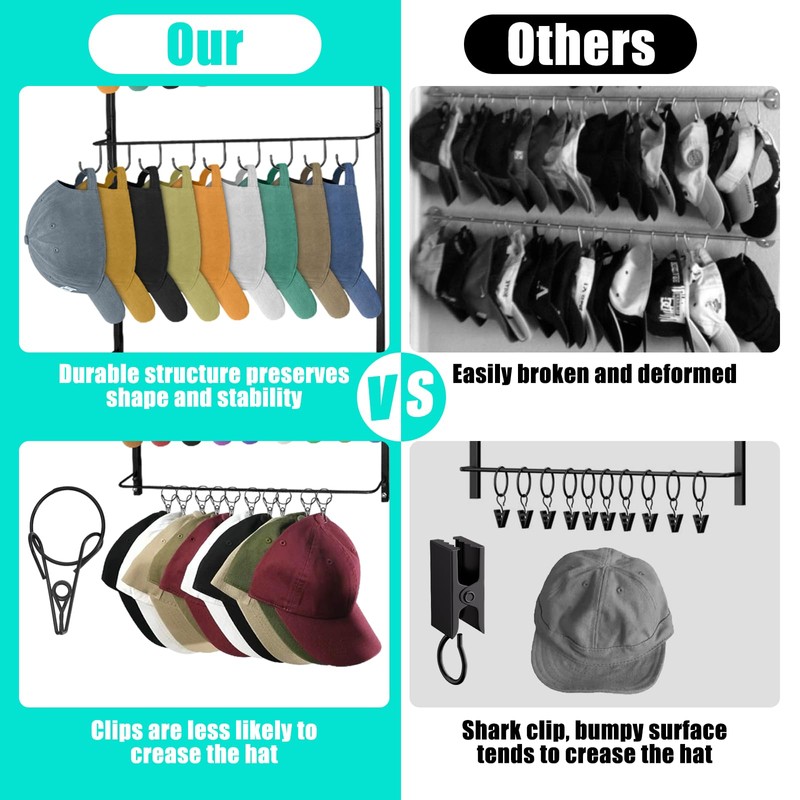 SelfTek Over the Door Hat Rack, Hat Storage Organizer for