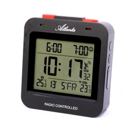 Atlanta Radio Alarm Clock Digital LCD Lighting Temperature 2 Alarms Top Switch Black – 1888-7