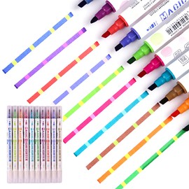 Gullor 10 Pieces Magic Highlighters, Dual Tip Color Changeable Highlighter Pens, Color Fluorescent Pens