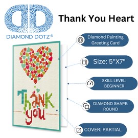 DIAMOND DOTZ ® - Thank You Heart, Diamond Art Cards, Diamond Painting Cards, Diamond Art Greeting Cards, Diamond Art Birthday Cards, Diamond Painting Greeting Cards, Diamond Art Christmas Cards
