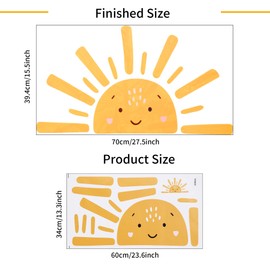 Smiling Half Sun Wall Decal, Here Comes The Son Sticker Baby Shower Decor, Sunrise Decoration Sticker, Cartoon Smiley Sun Decal, Kids Room Sun Wall Art Decoration