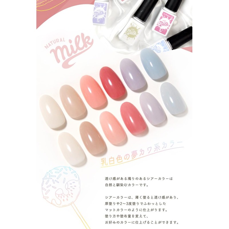 Natural Milk Gel Nails, Natural Milk, Milky White Pastel, Pastel