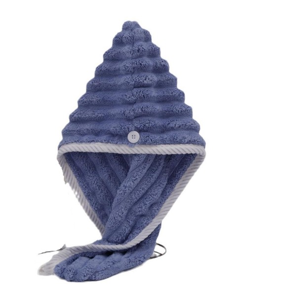 Hair Drying Towel Turban with Button Closure, Quick Dry Head