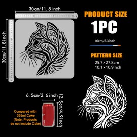 FINGERINSPIRE Cats Stencils with a Paint Brush 30x30cm Trees Pattern Stencils Abstract Trees Cats Painting Stencil Reusable Viking Themes Cats Template for DIY Crafts Home Decoration