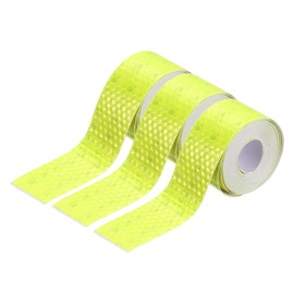 HARFINGTON 3 Rolls Reflective Tape 1" x 118" High Visibility Reflective Adhesive Stickers Outdoor Waterproof for Trailer Trucks Bike Car Motorcycle Helmet Mailbox, Yellow