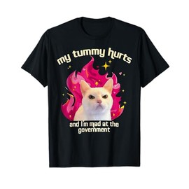 Funny Cat My Tummy Hurts And I’m Mad At The Government T-Shirt