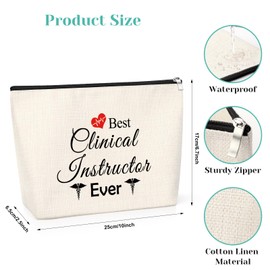 Clinical Instructor Gift Makeup Bag Instructor Gift for Women Clinical Instructor Appreciation Gift from Student Thank You Presents for Clinical Instructor Nurse Professor Mentor Travel Cosmetic Pouch