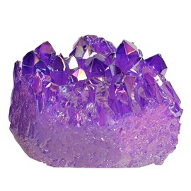 Nupuyai titanium coated rock crystal, druse rough stone, irregular crystal, cluster quartz, geode gemstone, for Reiki, Feng Shui decoration