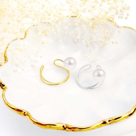 Lara Cristy le56-0014 PT900 K18 Pearl Ear Cuff, Akoya Pearl, Single Grain, Yellow Gold, pearl