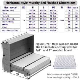 Tlongxia (Horizontal,Queen/Short Queen Create A Luxurious Bed Easy Murphy Bed Hardware Kit, Hover in Mid Air Hydraulic Rod Gas Spring System Folding Wall Bed Hidden on The Wall
