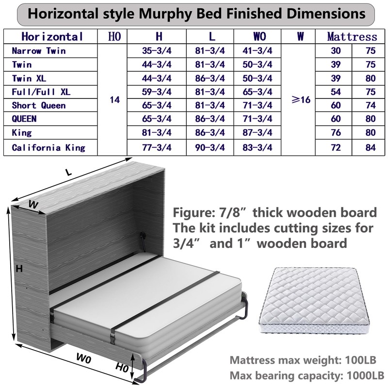 Tlongxia (Horizontal,Queen/Short Queen Create A Luxurious Bed Easy Murphy Bed