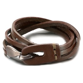 Xusamss Punk Rock Metal Easy Hook Wristband Leather Cuff Bracelet,7.5" wrist