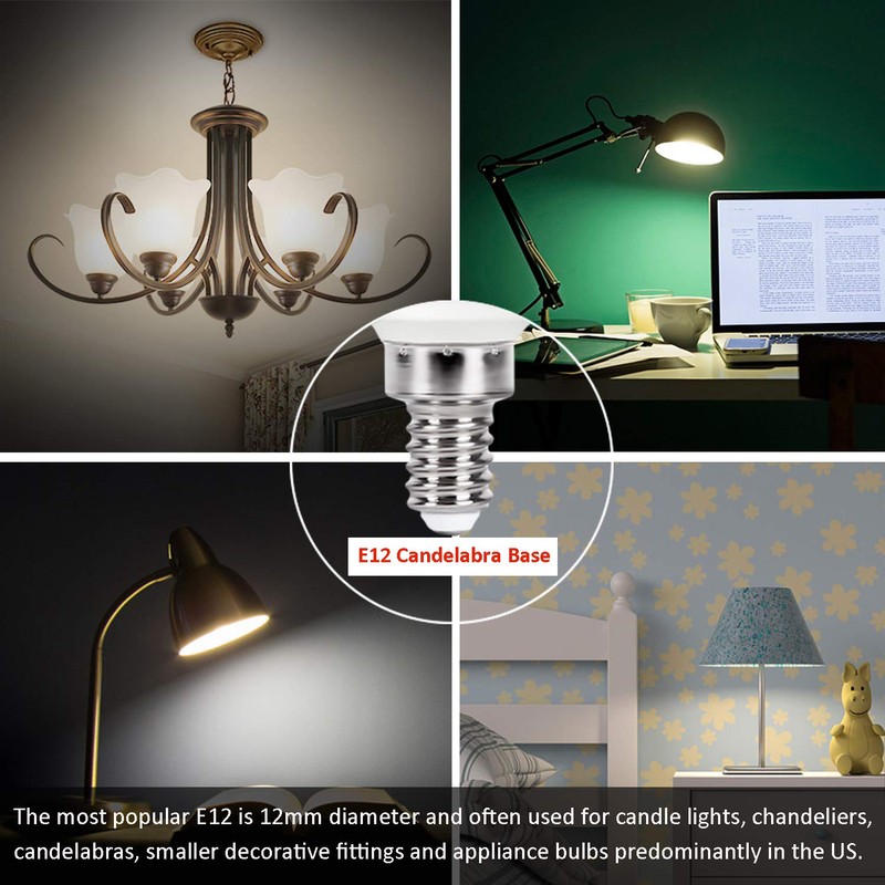 E12 LED Light Bulbs 5W, 40W Equivalent, Small Base Candelabra