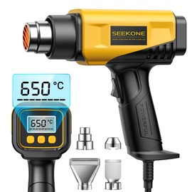 SEEKONE 2000 W Heat Gun with LCD Digital Display, 50 °C - 650 °C Temperature and Air Flow Adjustable, with Overload Protection and Ideal for Crafts, Shrinking PVC, Paint Stripping
