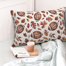 Fall Pillow Covers 12x20 Inch Set of 2 Orange Football Maple Leaves Pillowcase Autumn Harvest Thanksgiving Outdoor Decoration Throw Pillows Linen Fall Decor Cushion Case for Couch Sofa Home
