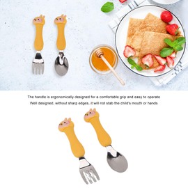 Fork Spoon Stainless Steel Cartoon Pp Stainless Steel Forking Cute Tableware Kitchen Animals Cooking Tableware for Kid, Silver Spoons (Squirrel)