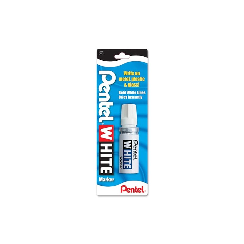 Pentel Permanent Marker, White, Broad Point, 1 Pack (100W)