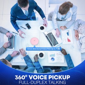 AISPEECH M4 Bluetooth Speakerphone Conference Speaker and Microphone with AI Noise Reduction GPT Transcription Speakers for Computer Desktop 360° Voice Pickup at Home Office for Teams/Zoom, Pink