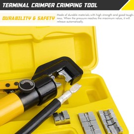 10 Ton Hydraulic Hand Crimper Tool Set for Stainless Steel Cable Railing Fittings, Crimps 1/8" to 3/16", Cable Crimping Tool ​with 9 Pairs of Dies