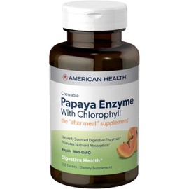 American Health American Health Papaya Enzyme with Chlorophyll Chewable Tablets - Promotes Nutrient Absorption, Helps Digestion and Freshens Breath - Gluten-Free, Vegetarian - 250 Count, 83 Total Servings